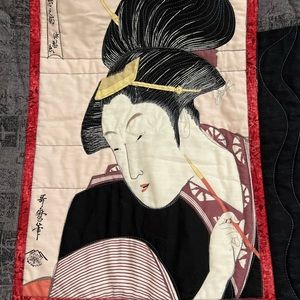 Exquisite Japanese Geisha Girl Wall Hanging Quilt